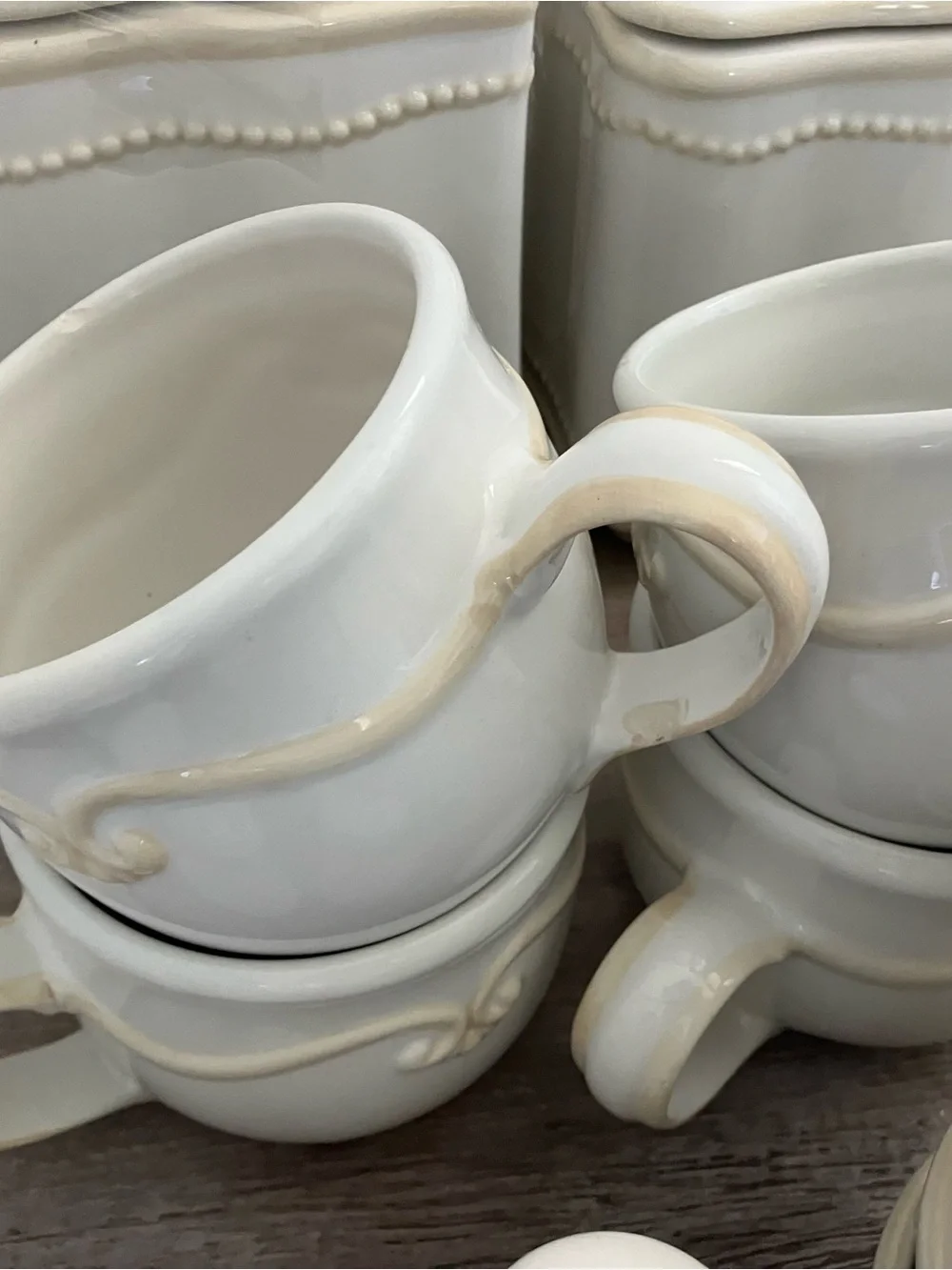 Princess House Cream Ceramic Canister and Serveware Collection